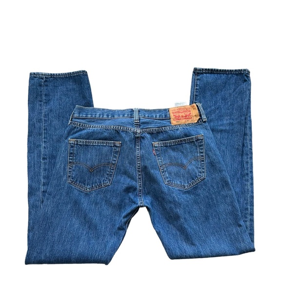 Levis 501 Mens‎ Button Fly Straight Leg Medium Wash Jeans Size W34x L34 - Picture 12 of 12